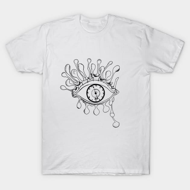 Surreal Dali Drippy Eye Stipling Pen Drawing T-Shirt by Ciara Shortall Art
